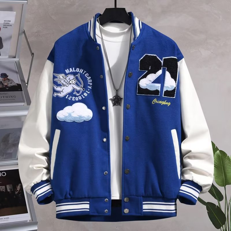 Áo Khoác Bóng Chày Da PU Dáng Rộng Phong Cách Hip Hop Cá Tính Cho Nam