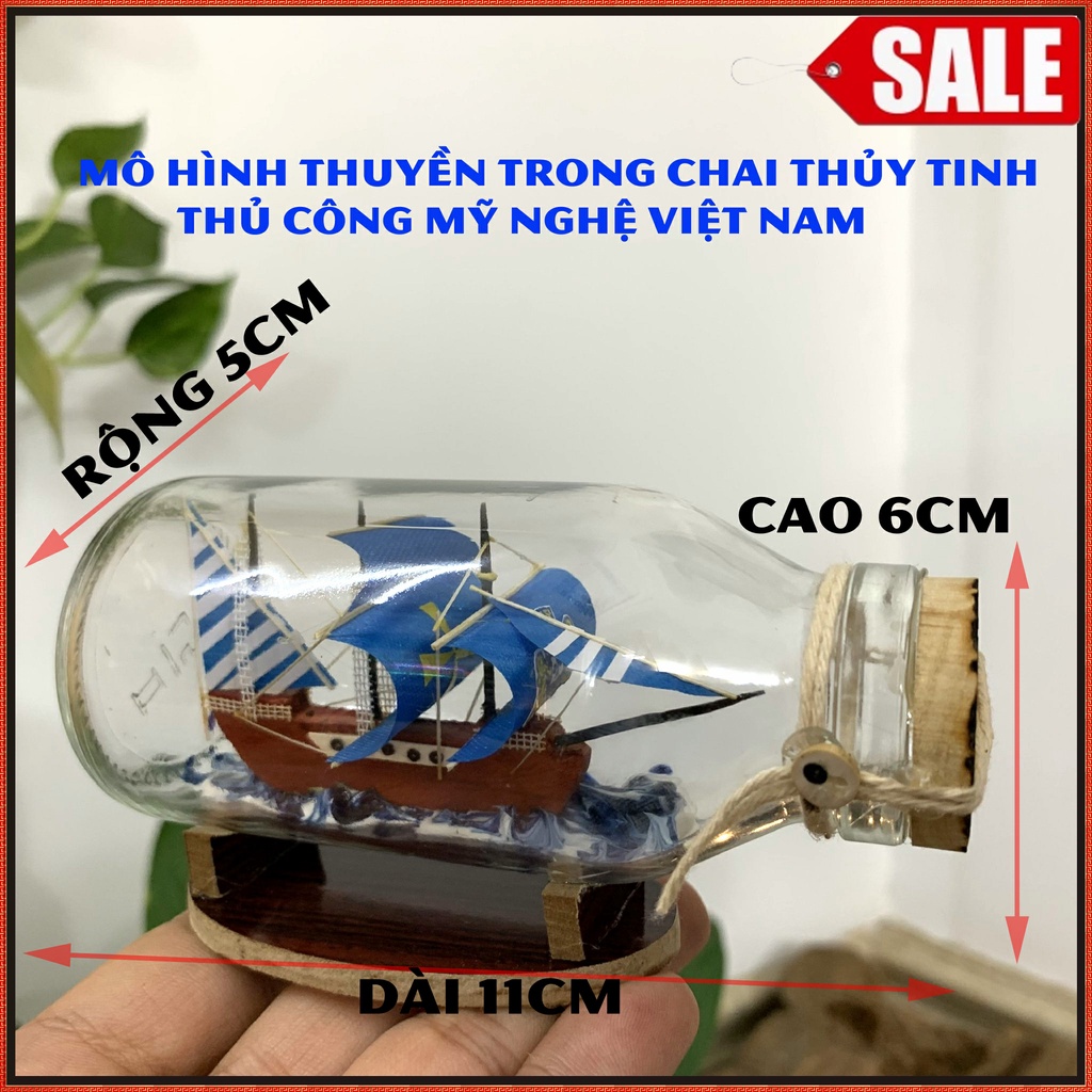 Mô hình thuyền gỗ trang trí trong chai thủy tinh trang trí phòng khách - quà tặng mỹ nghệ