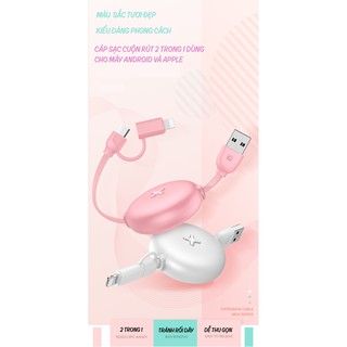 Cáp sạc cuộn rút CAFELE MACARON 2 in 1 Lightning / Micro USB