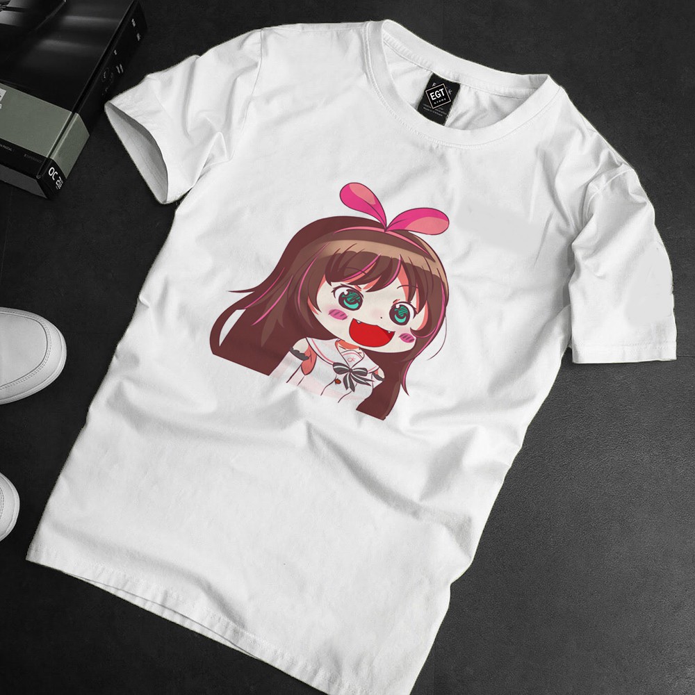 Áo thun Cotton Unisex - Nhân vật Kizuna AI - Chibi - Kizuna Al mặt mèo