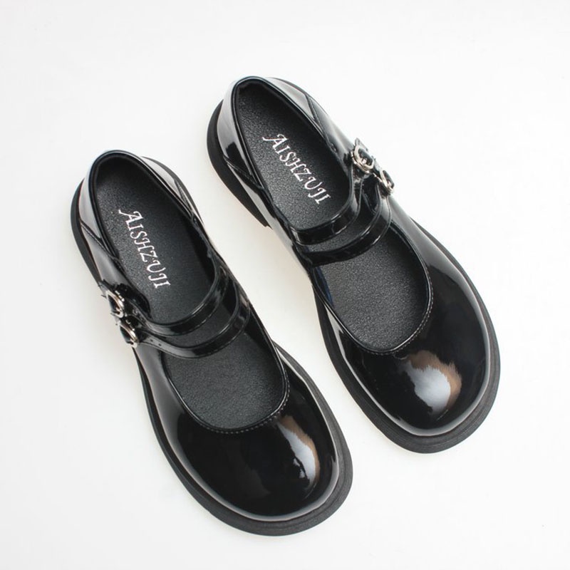 Giày IELGY bằng da đế dày phong cách Anh Quốc cổ điển thời trang dành cho nữ