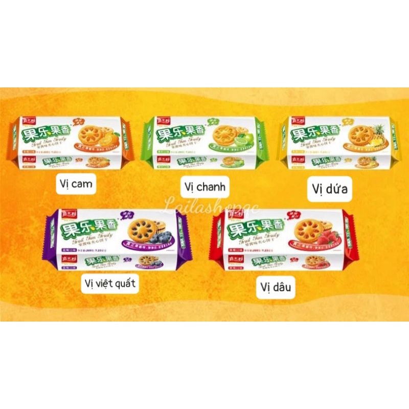 BÁNH QUY NHÂN HOA QUẢ 205 GRAM BÁNH QUY  NHIỀU VỊ HOA QUẢ NHÂN DẺO ĂN VẶT