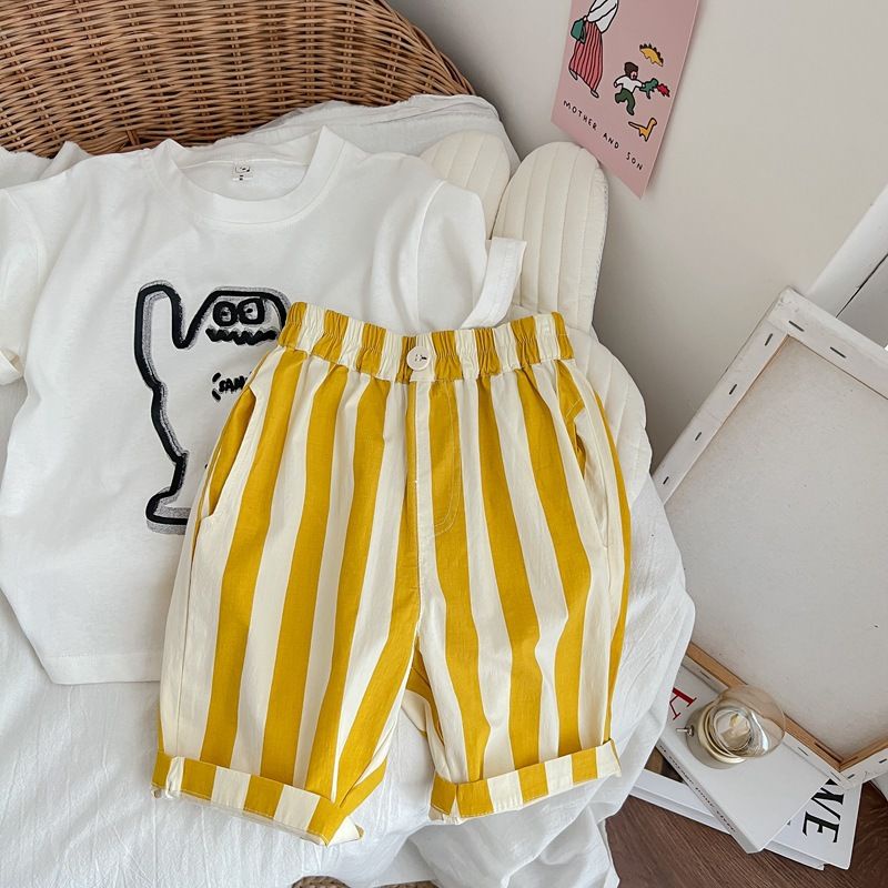 [Babycat Hàng Có Sẵn Quần Short Mỏng Kẻ Sọc Phong Cách Hàn Quốc Thời Trang Mùa Hè Hàng Mới 2022 Dành Cho Bé Trai