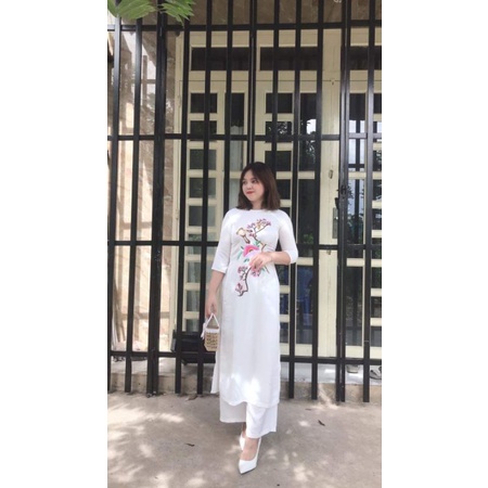 bộ áo dài đi chùa nữ, hàng thiết kế vải lụa cao cấp