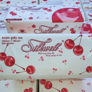 Khăn giấy rút silkwell 280 tờ Cherry đỏ