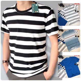 Áo Thun nam cổ tròn kẻ sọc tay ngắn, chất thun cotton mịn mát thấm hút mồ hôi