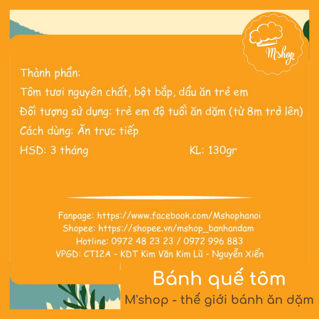 Bánh ăn dặm - bánh quế vị tôm handmade M'shop