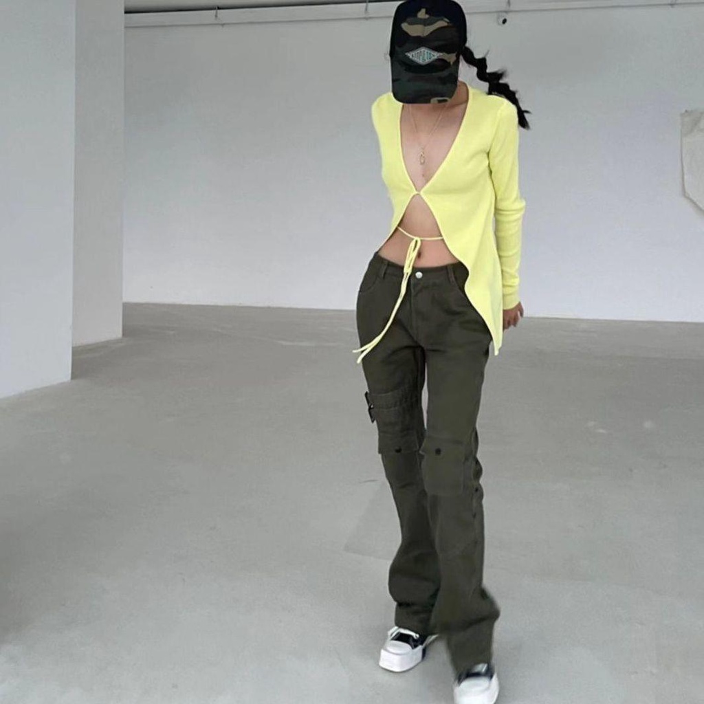 Quần Yếm Jean Dài Ống Rộng Lưng Cao Phong Cách Hip Hop Mẫu Mới 2022 Thời Trang Xuân Thu Cho Nữ