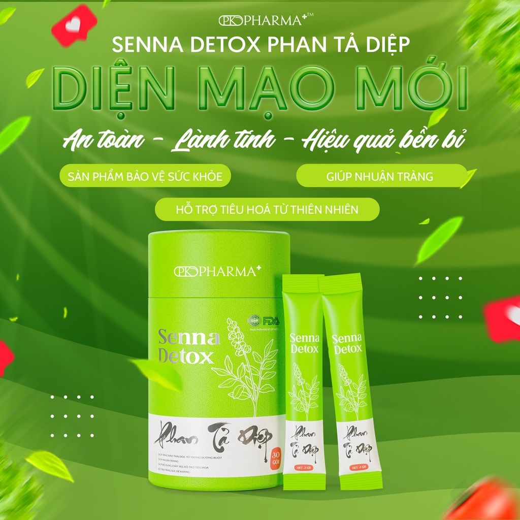 Phan Tả Diệp Senna Detox Dr Lacir,Hộp 30 gói,Giúp bổ sung chất xơ,hỗ trợ tiêu hóa,nhuận tràng,thải độc tố trong ruột