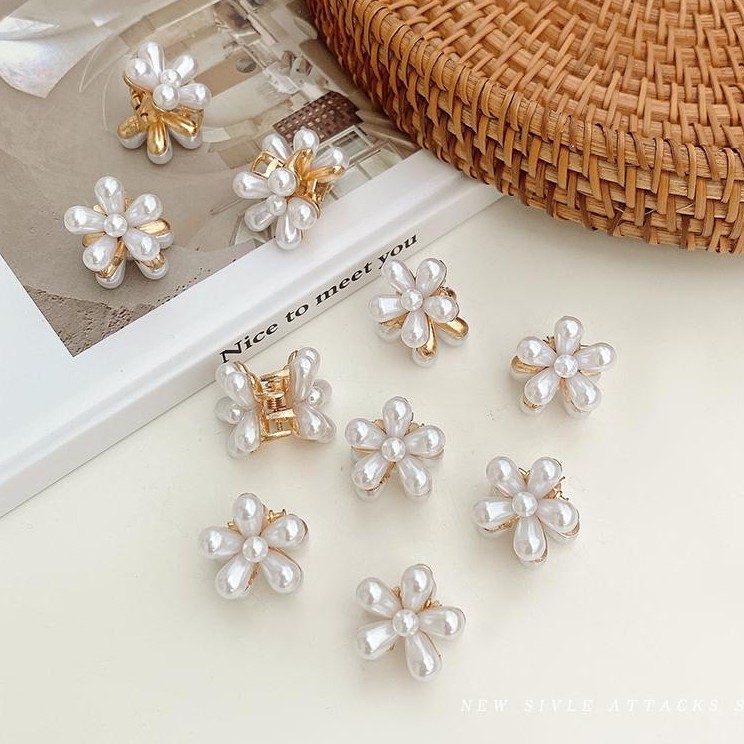 Kẹp tóc đính hạt ngọc trai nhân tạo phong cách Hàn Quốc xinh xắn dành cho nữ