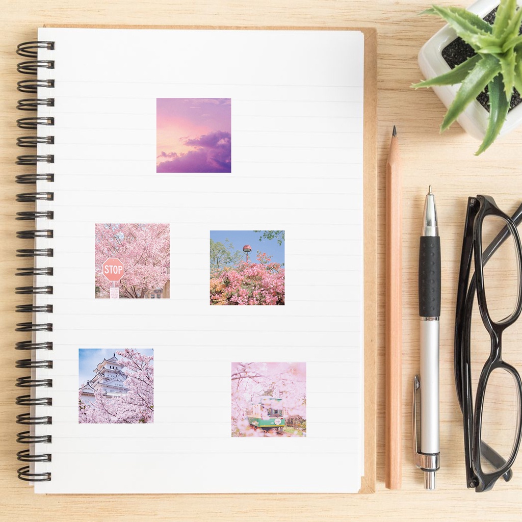 Bộ 65 Miếng Dán Hình Hoa Anh Đào Trang Trí Laptop/Điện Thoại/Va Li