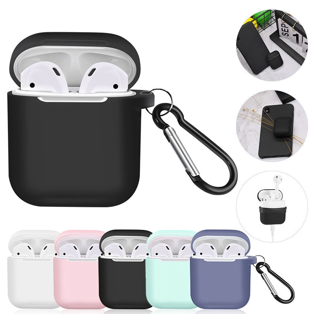 Túi bảo vệ chống rơi tai nghe, móc khóa silicon cho phụ kiện tai nghe Airpods 2 3 pro