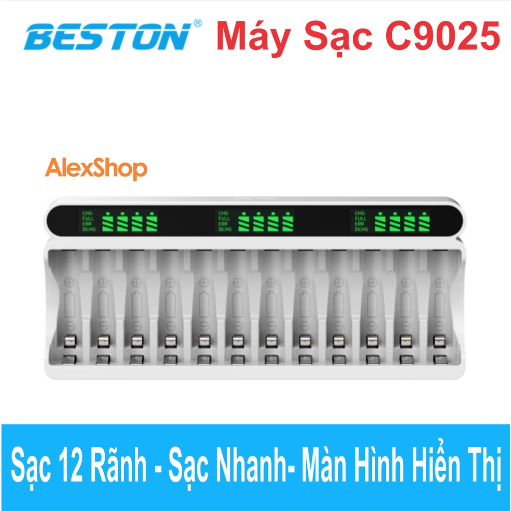 Máy Sạc C9025L Beston 12 Rãnh Gắn Pin Sạc AA/ AAA Công Suất tới 1200ma