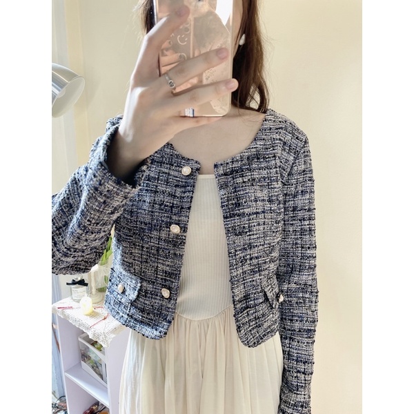 Áo khoác dạ hai lớp croptop + TẶNG kèm hộp, túi thơm
