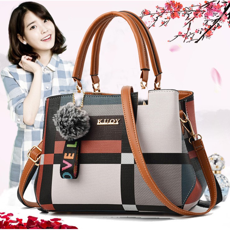 Túi da xách nữ đeo chéo LEVAN thời trang công sở cao cấp Hàn Quốc họa tiết có khóa kéo tiện lợi TUISACH1K9K109