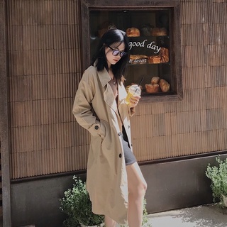 Áo khoác mangto kaki dáng dài Áo khoác mangto mùa thu đông tay dài rộng rãi