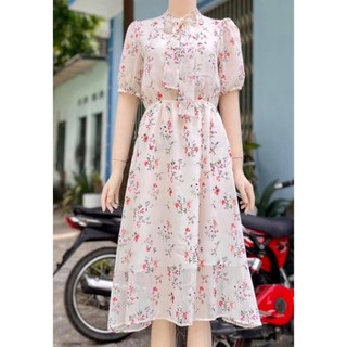 Váy đầm dài hoa nhí xoè thun eo cao cấp giá rẻ