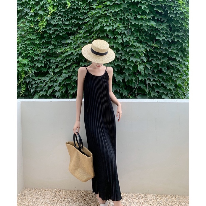 ❤️ Đầm hai dây xếp ly nữ cổ thuyền kiểu Pháp cực yêu - V06