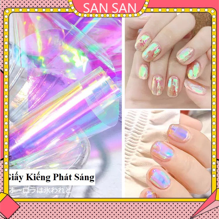 (Ảnh Thật) Giấy Kiếng Phát Sáng tạo hình mẫu viên nước đá trang trí móng mẫu mới hot trend