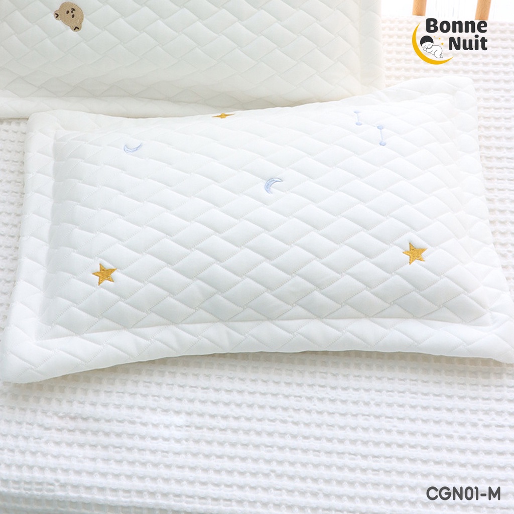 Gối nằm chữ nhật 30*50cm Cotton gân nổi hoạt tiết thêu cho bé 0-5 tuổi