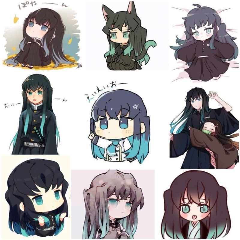 10-50 hình dán Stickers Muichirou Kimetsu No Yaiba decal