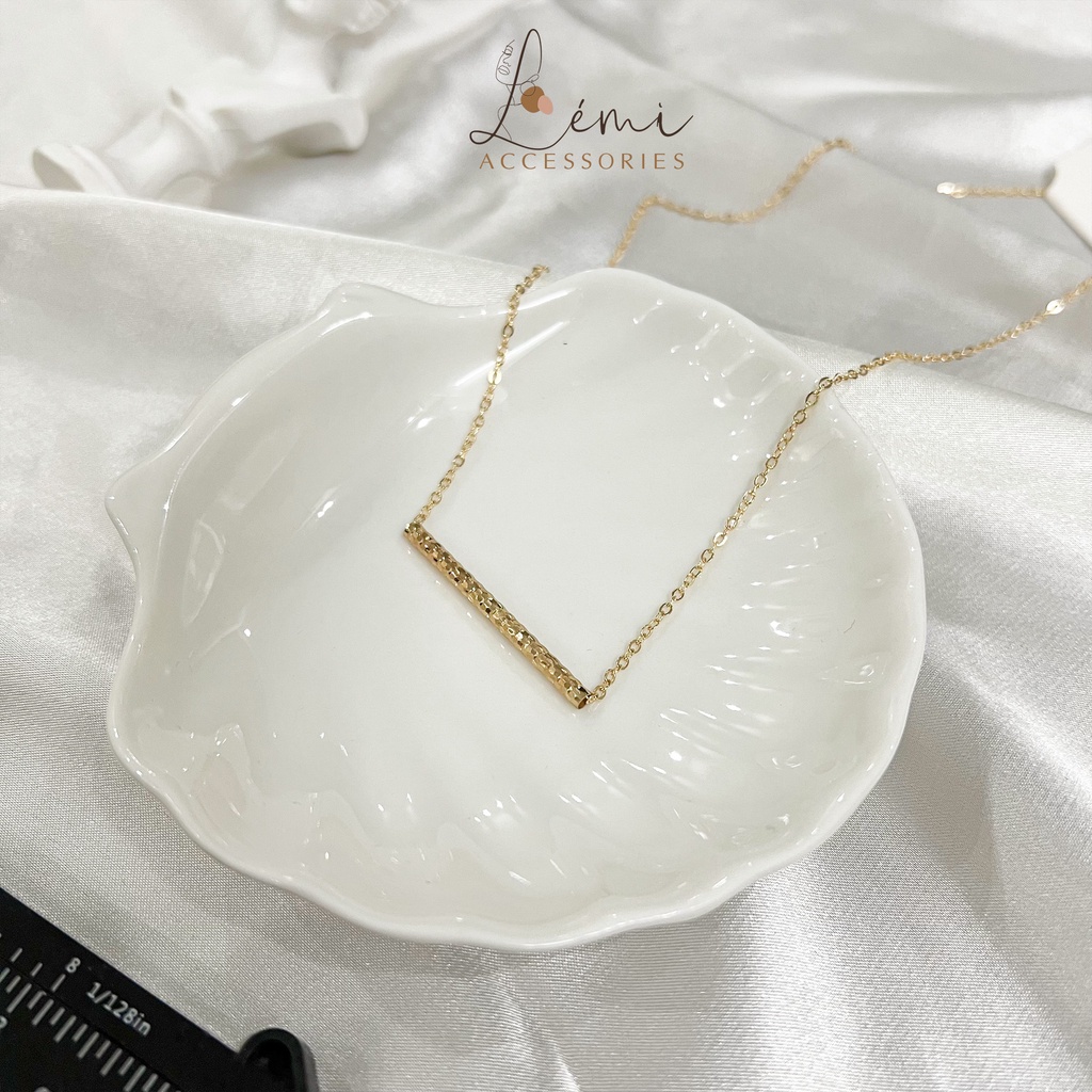 Vòng cổ nữ mặt thanh ngang cắt Diamond lấp lánh thời trang Hàn Quốc Lémi accessories