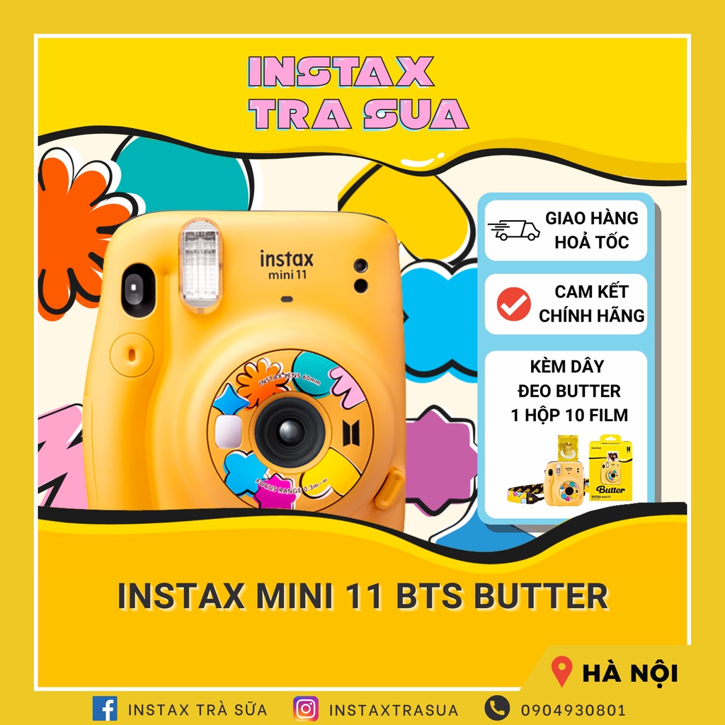 Instax Mini 11 BTS BUTTER - Máy ảnh lấy ngay Fujifilm - Chính hãng bảo hành 1 năm - Tặng kèm 10 film