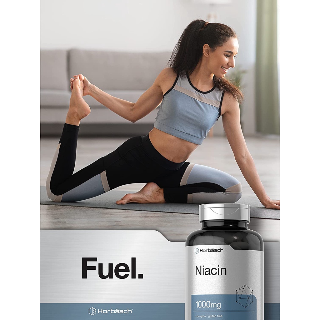 Horbaach Niacin 1000mg - Viên uống hỗ trợ sức khỏe hệ thần kinh, giảm cholesterol và giảm cân 100 viên