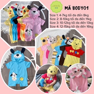 Body01 body đùi thú cotton cho bé 4kg đến 16kg