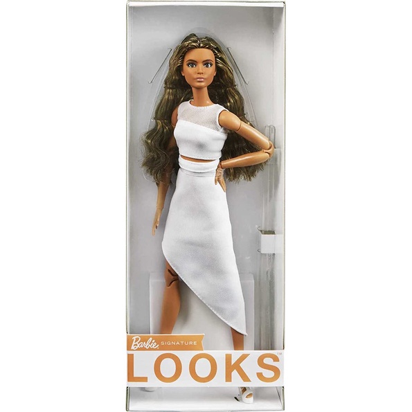 Barbie Signature Looks Doll (Brunette Wavy Hair) Fully Posable Fashion Doll GTD89 Búp Bê Barbie GTD89 Thiết Kế Tóc Gợn Sóng Thời Trang