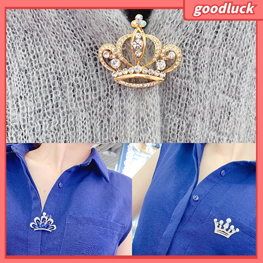 Trâm Cài Áo Hình Vương Miện Đính Đá Và Ngọc Trai Thời Trang
