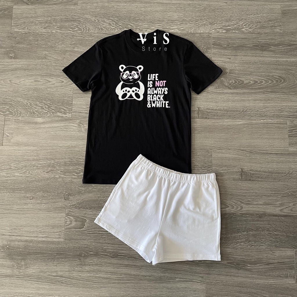 set bộ thun nữ mặc nhà gấu trúc