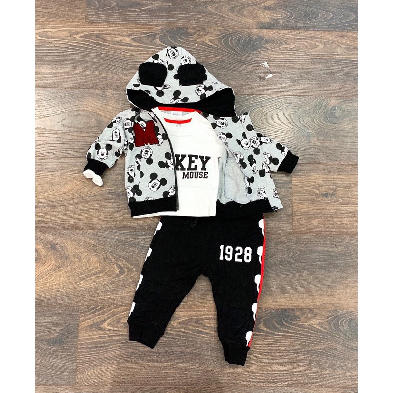 sét 3 mickey bộ nỉ có mũ 12m-6y form nhỏ