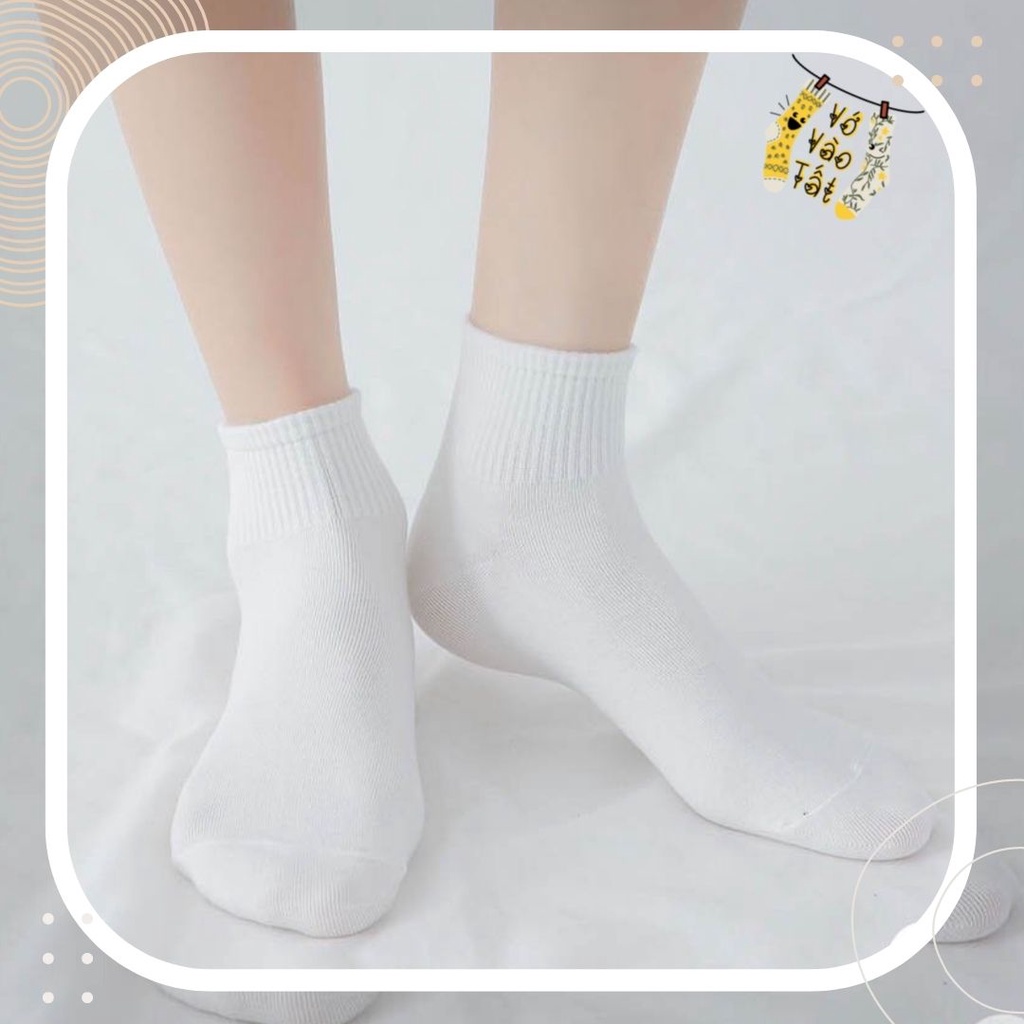 TẤT VỚ CỔ NGẮN NỮ TRẮNG TRƠN HỌA TIẾT NỔI KIỂU LOLITA