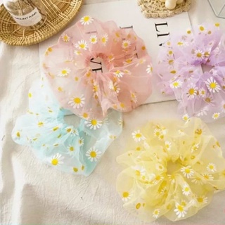 Set 10 thun cột tóc scrunchies hoa cúc buộc tóc dễ thương phong cách Hàn Quốc hottrend
