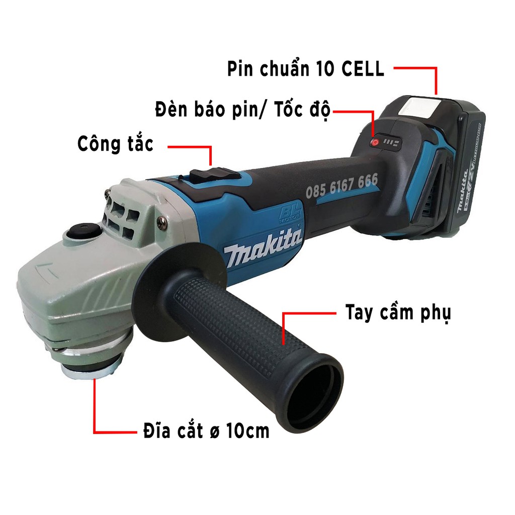 Máy Mài Pin MAKITA 72V - KHÔNG CHỔI THAN - Lõi Đồng Chống Nhiệt, Pin 10 CELL - Máy mài dùng pin MAKITA - Máy cắt cầm tay