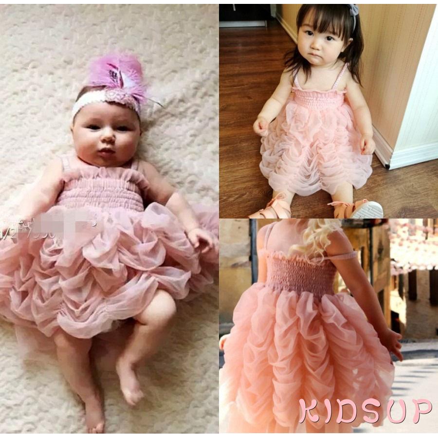 KSK-Cute Toddler Girls Kids Princess Summer Ruffle Bubble Party Tutu Dress Size