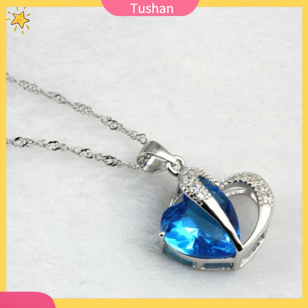 Dây Chuyền Mặt Trái Tim Đính Đá Zircon Hợp Thời Trang Cho Nữ