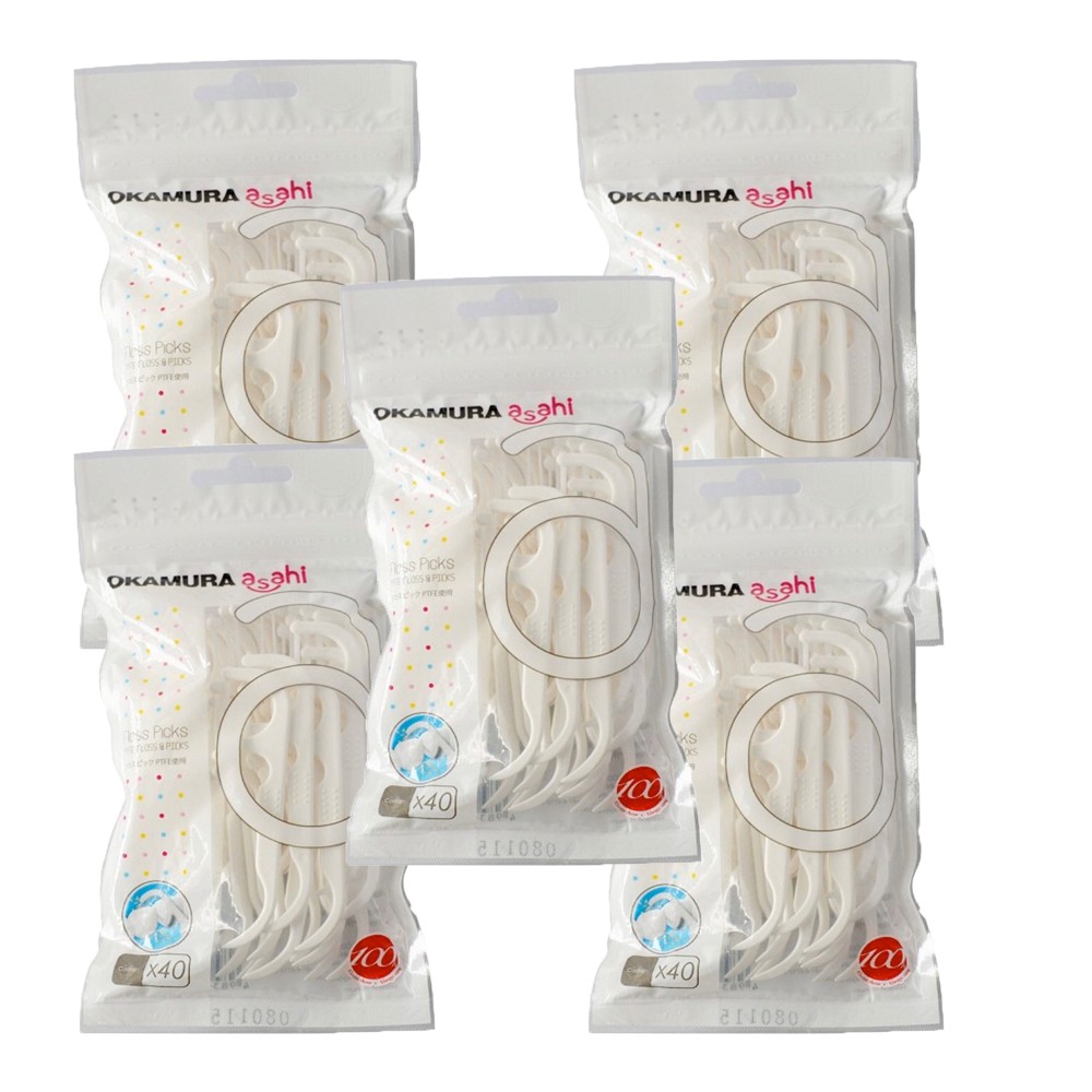 Okamura- Combo 5 Bịch/Hộp Tăm Cung Chỉ Nha khoa 40 Cây