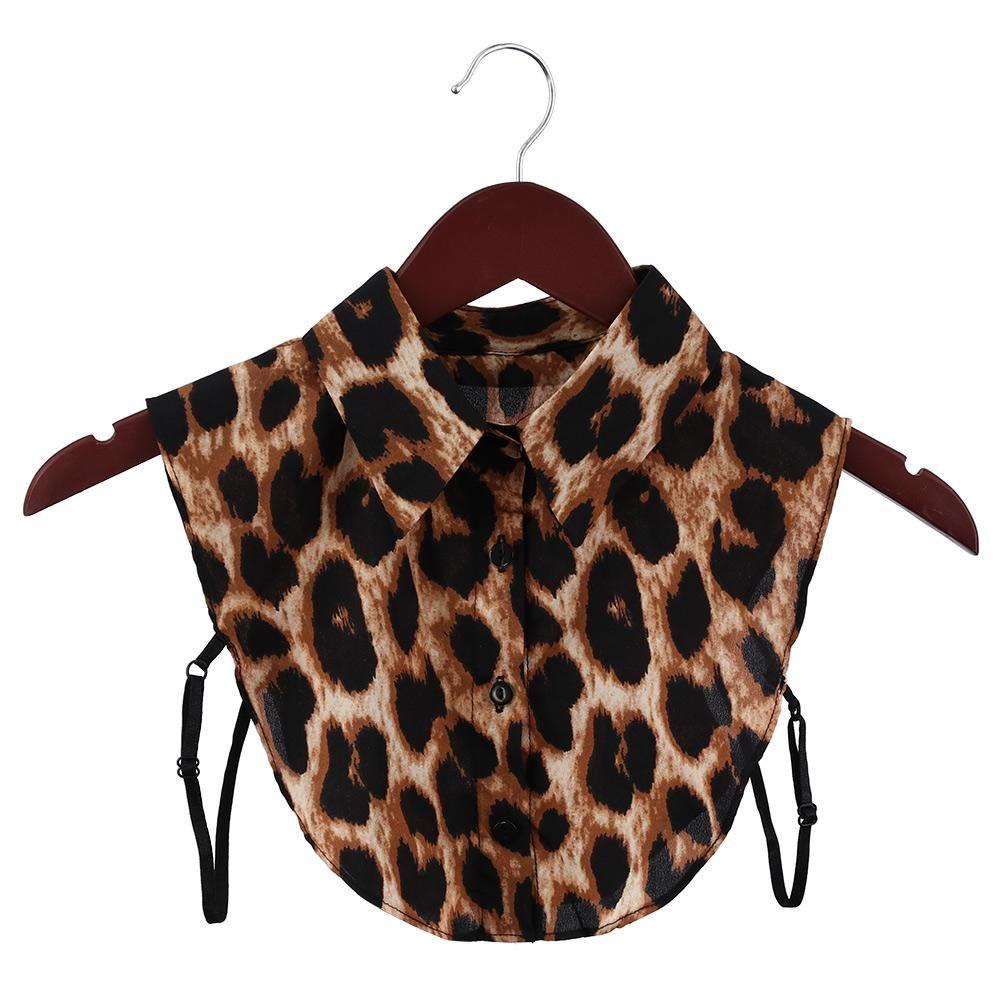 ESPO Cổ Áo Sơ Mi Giả Họa Tiết Da Báo Màu Trắng / Đen Tháo Rời Được Thời Trang Cho Nam Và Nữ