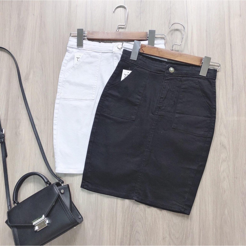 Chân váy nữ kiểu bút chì - MIN Boutiques - Ảnh thật - Váy công sở chất Kaki - Màu Đen - Size SML | BigBuy360 - bigbuy360.vn