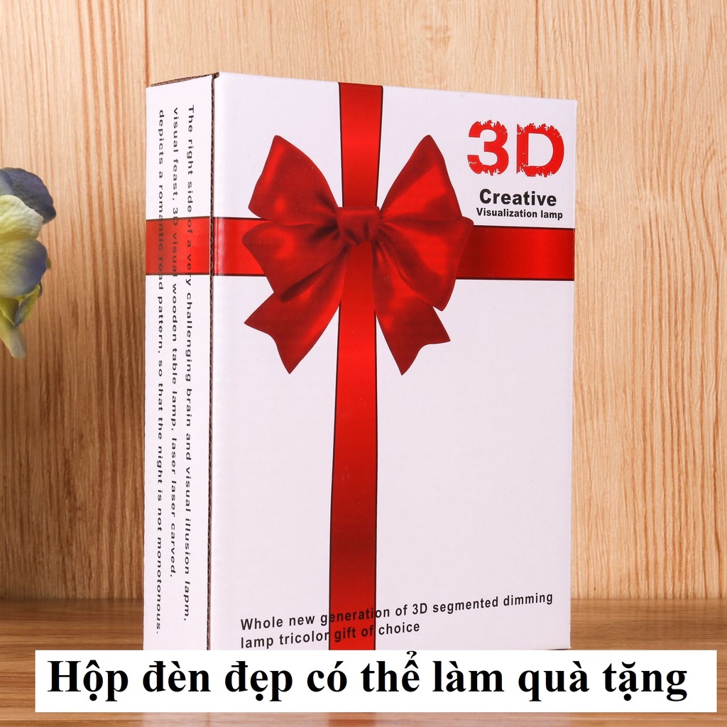 Đèn ngủ 3d để bàn 3 chế độ sáng trang trí phòng, đèn led decor làm quà tặng sinh nhật, quà 8-3