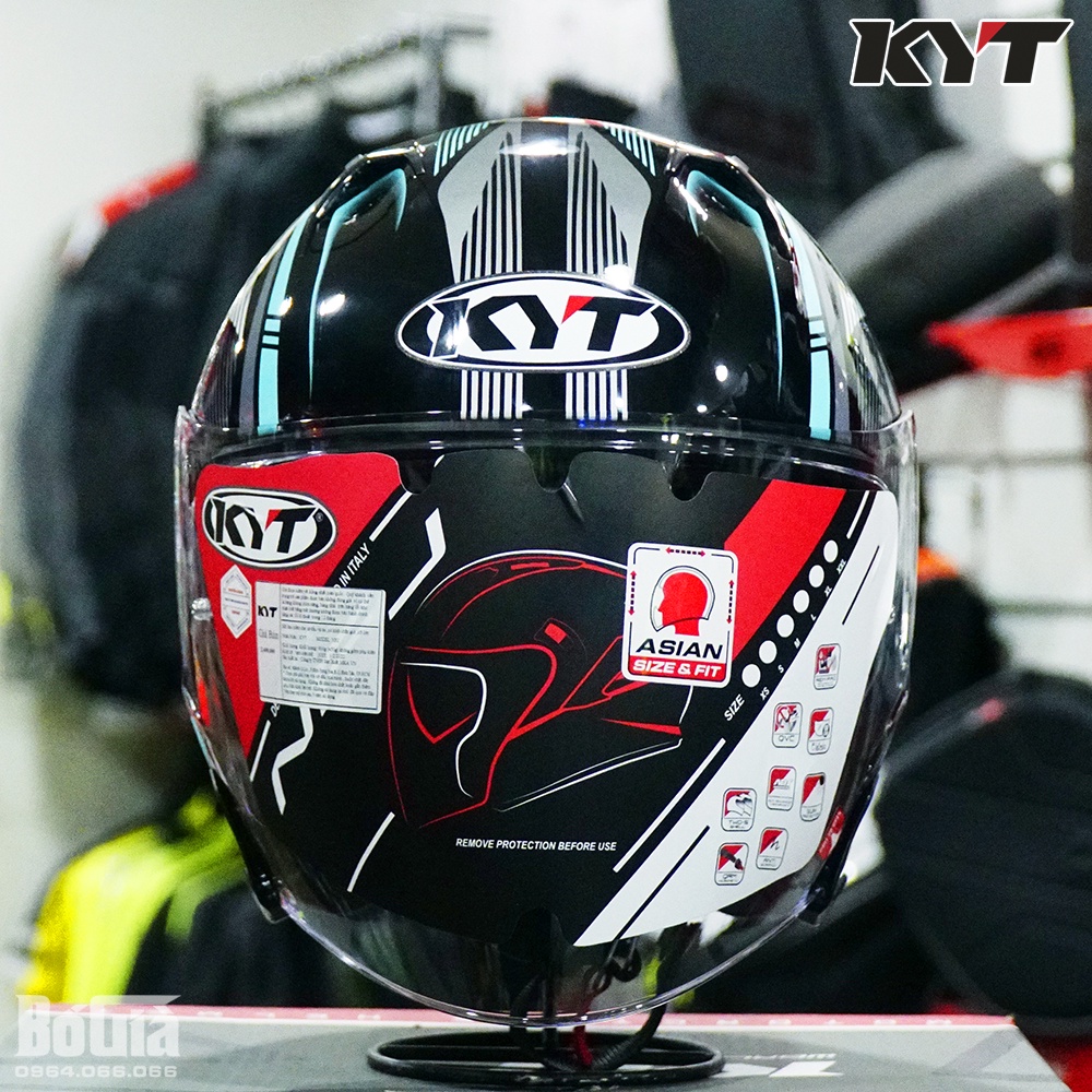 Nón 3/4 KYT NFJ Radar Aqua Blue