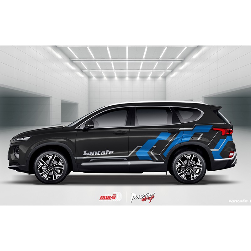 Tem Dán Xe Santafe Đen Thể Thao - Decal Santafe Đẹp