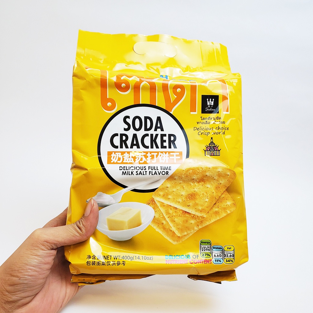 Bánh quy ăn kiêng Soda Cracker Thái Lan túi 400gr - Đồ ăn vặt cô nương béo