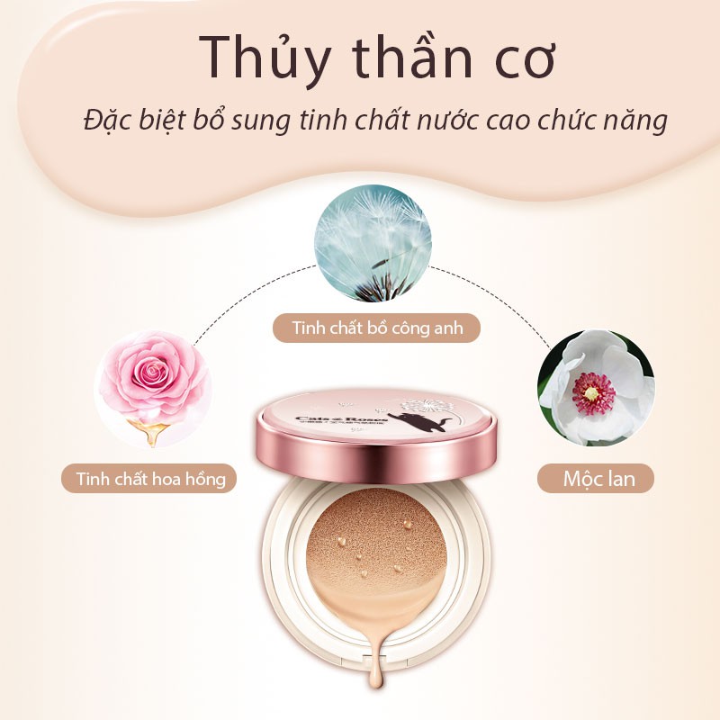 CatsRoses Hồng Đệm Không Khí Phấn Nền Trang Điểm Kiểm Soát Dầu Kem Che Khuyết Điểm Foundation Dưỡng Ẩm Lâu Dài Cho Sinh Viên Đệm Không KhíbbKem Mạnh Kem Che Khuyết Điểm 12g