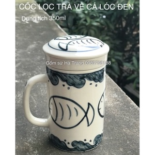 Cốc lọc trà gốm sứ Bát Tràng vẽ cá