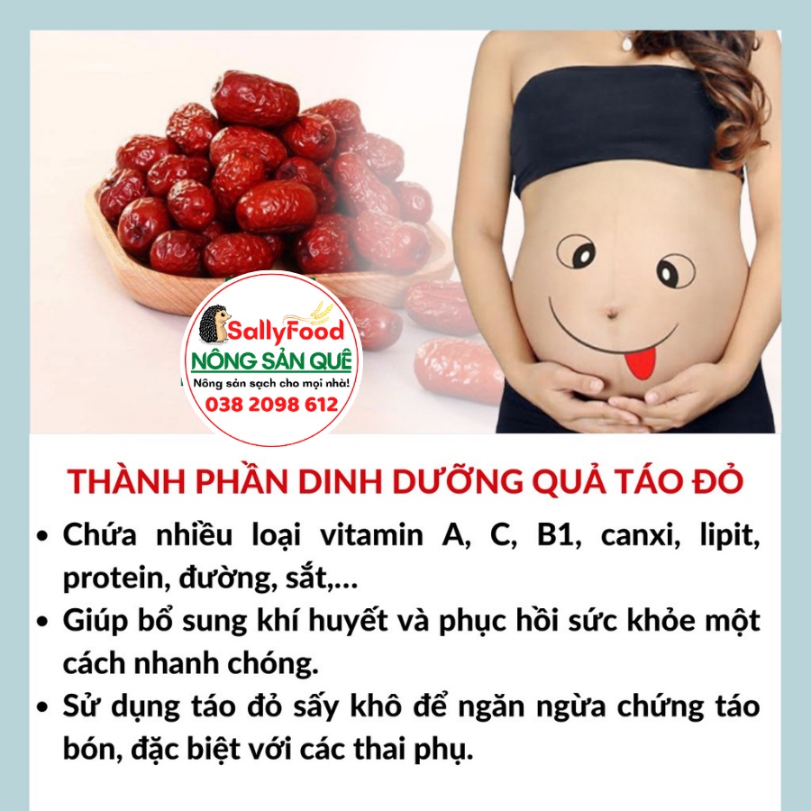 250g Táo Đỏ Hữu Cơ SallyFood  Táo Trái Không Hạt / Thái Lát Sấy Táo Tàu Khô Nhập Khẩu Tân Cương Shop Sỉ Lẻ Nông Sản Quê