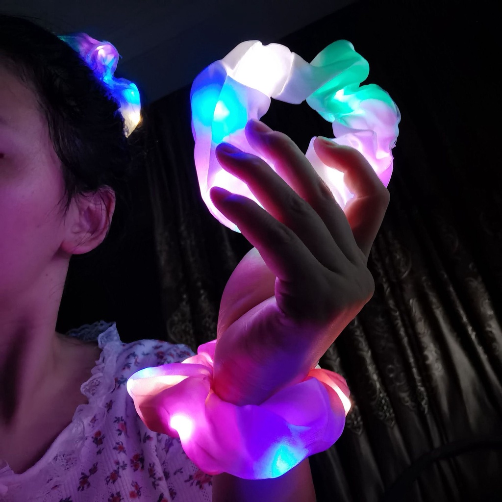 Dây buộc tóc co giãn mềm mại loại lớn có đèn LED phát sáng đơn giản