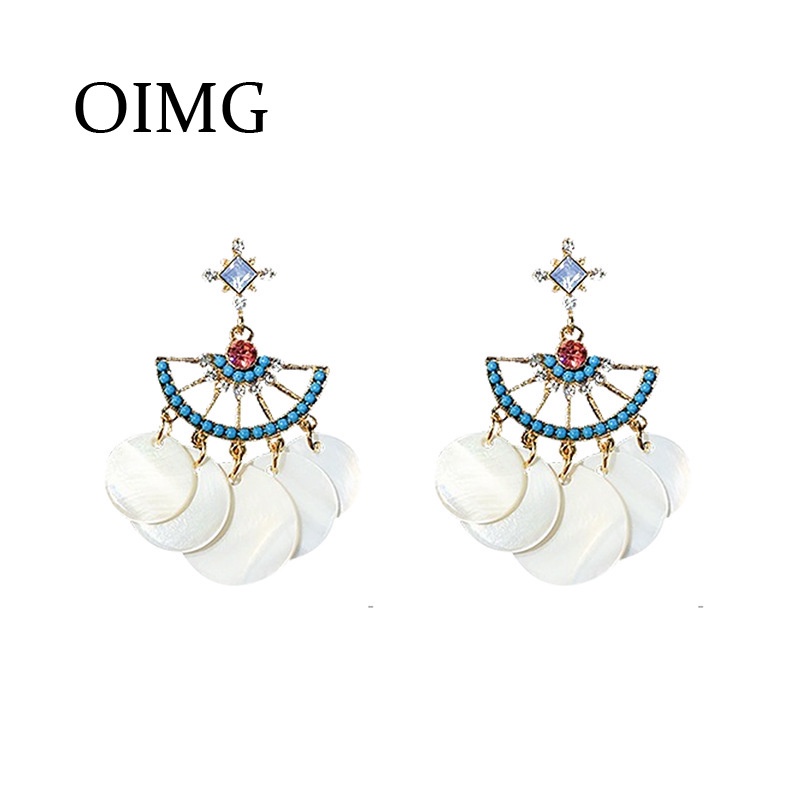 OIMG  Khuyên Tai Vỏ Sò Bạc 925 Phong Cách Bohemian Cổ Điển Dành Cho Nữ